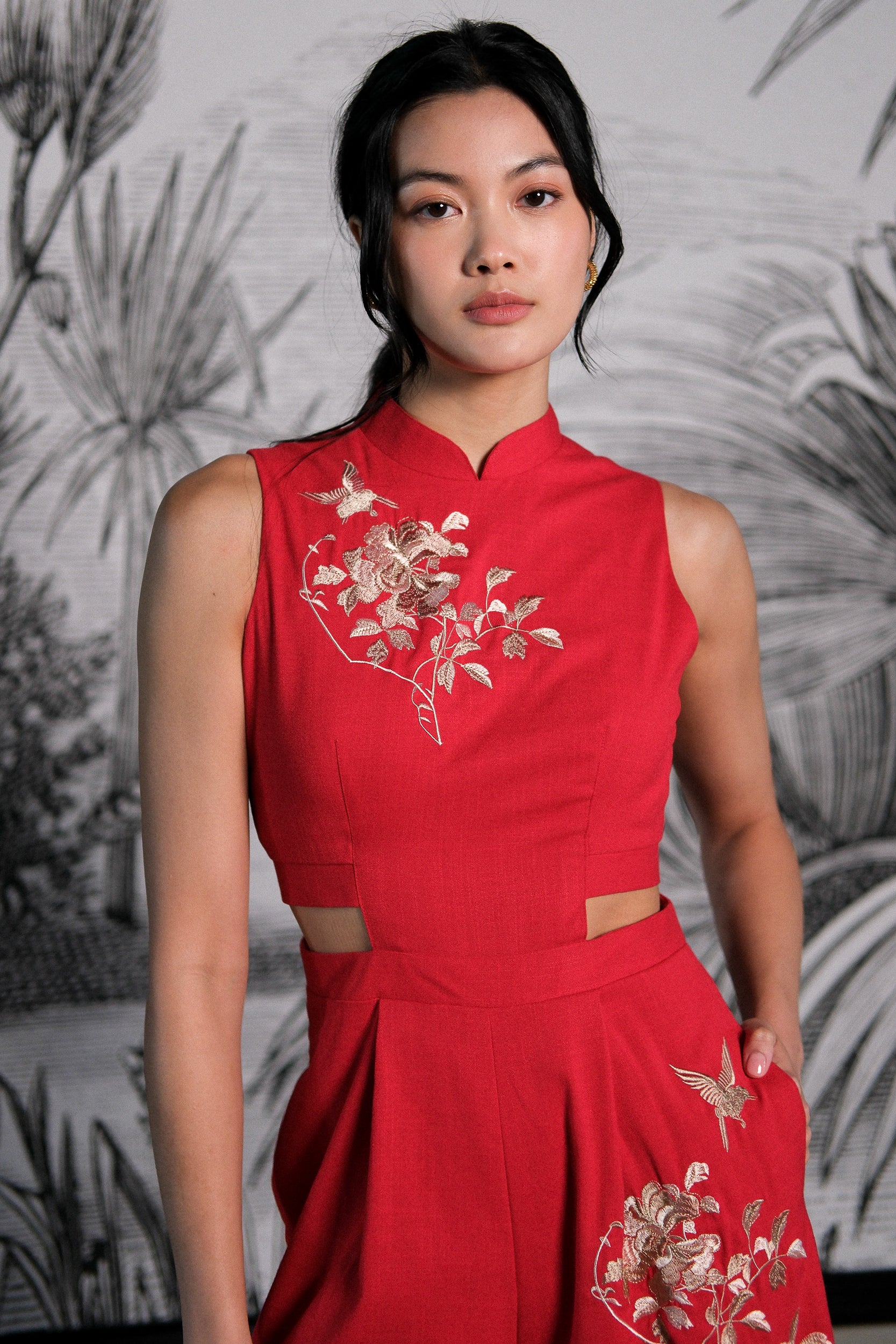 Drea Signature Jumpsuit - Cobalt / Fuchsia / Red (Pre-order)