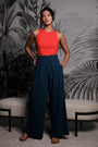 Jem Racer Bi-Colour Cut-Out Maxi Jumpsuit - Orange/Fall Blue (Pre-order)