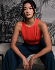 Jem Racer Bi-Colour Cut-Out Maxi Jumpsuit - Orange/Fall Blue (Pre-order)