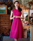 Selena Midi Dress - Fuchsia / Red / Cobalt ( Pre-order )