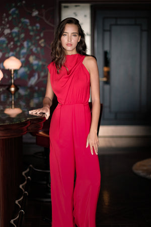 Leilani Maxi Jumpsuit - Red / Navy (Pre-order)