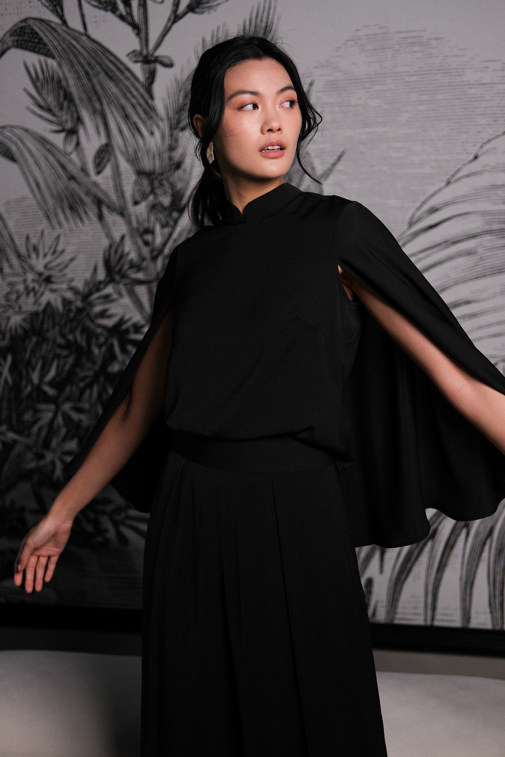 Dance Away Cape Top - Red/ Forest Green/ Cobalt / Black (Pre-order)