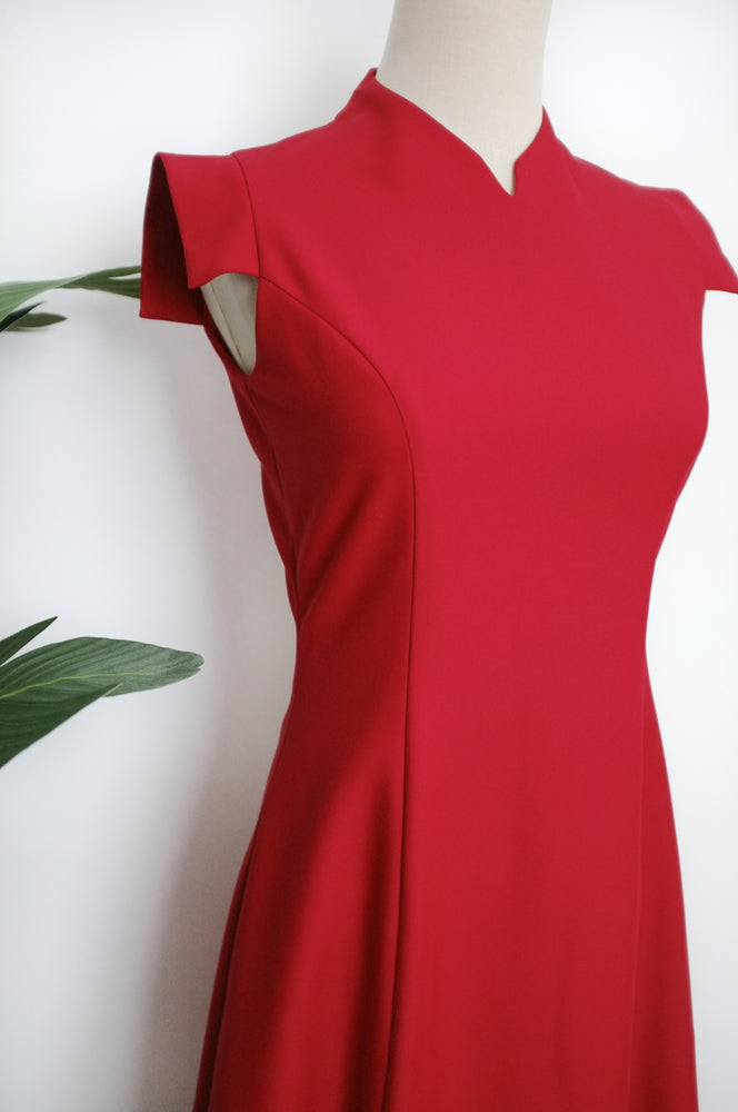 Selena Midi Dress - Fuchsia / Red / Cobalt ( Pre-order )