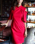 Liv Convertible Sleeves Cheongsam - Red / Blue