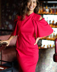 Liv Convertible Sleeves Cheongsam - Red / Blue