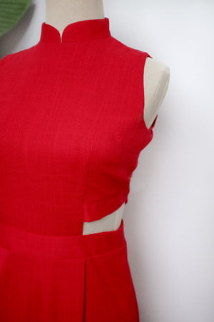 Signature Cut-Out Midi Jumpsuit - Black / Red (Pre-order)