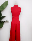 Signature Cut-Out Midi Jumpsuit - Black / Red ( Pre-order )
