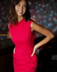 Liv Convertible Sleeves Cheongsam - Red / Blue