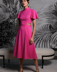 Signature Cut-Out Cheongsam with Sleeves - Fuchsia ( Pre-order )