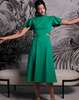 Signature Cut-Out Cheongsam with Sleeves - Emerald (Pre-order)