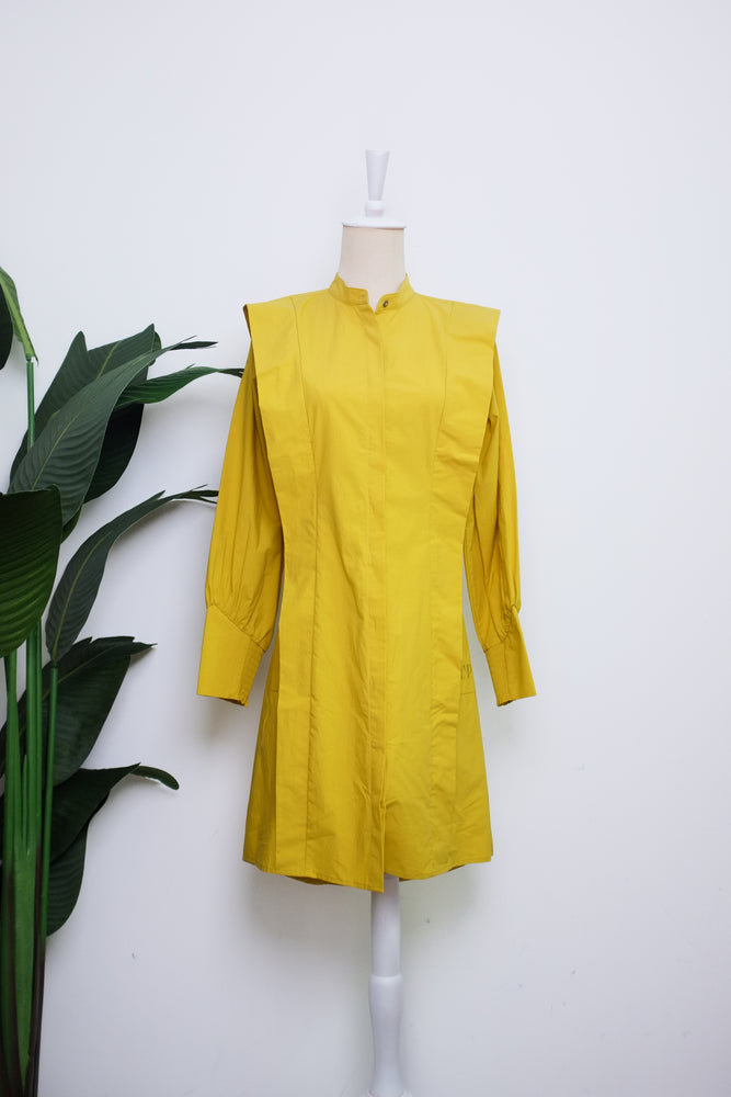 Alessandra Convertible Shirt Dress - Cornflower Blue / Chartreuse/ White
