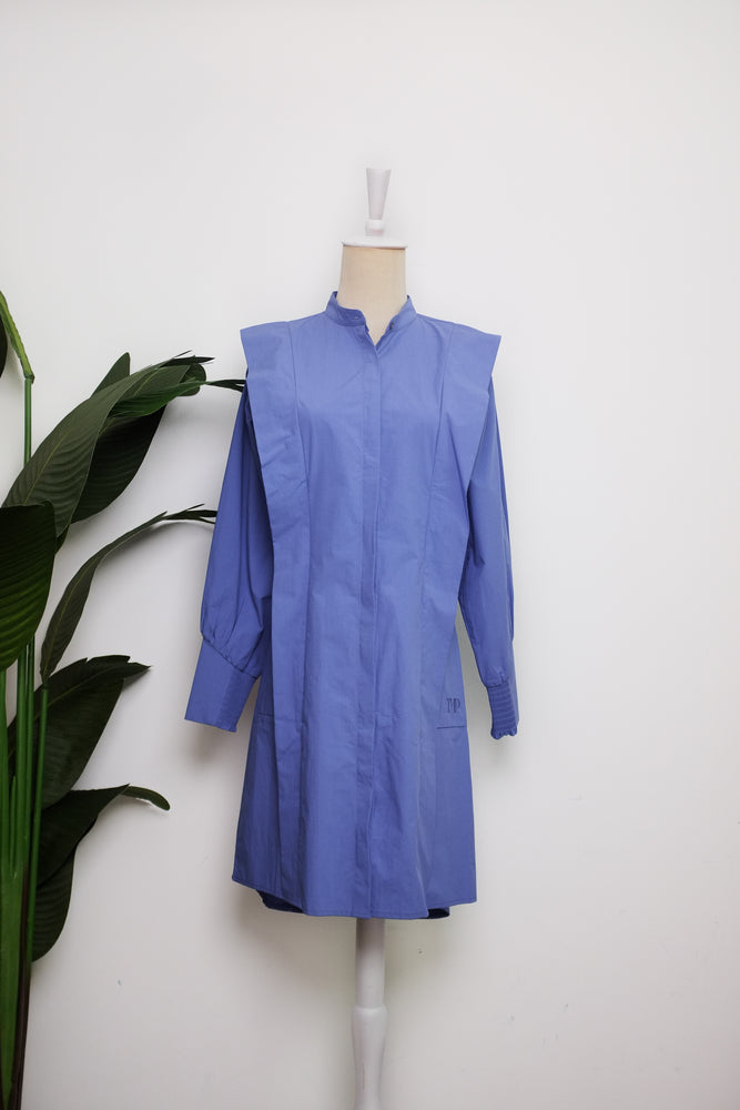 
            
                Load image into Gallery viewer, Alessandra Convertible Shirt Dress - Cornflower Blue / Chartreuse/ White
            
        