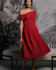 Tess Off Shoulder Dress - Cobalt / Red / Fall Blue / Fuchsia