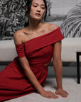 Tess Off Shoulder Dress - Cobalt / Red / Fall Blue / Fuchsia