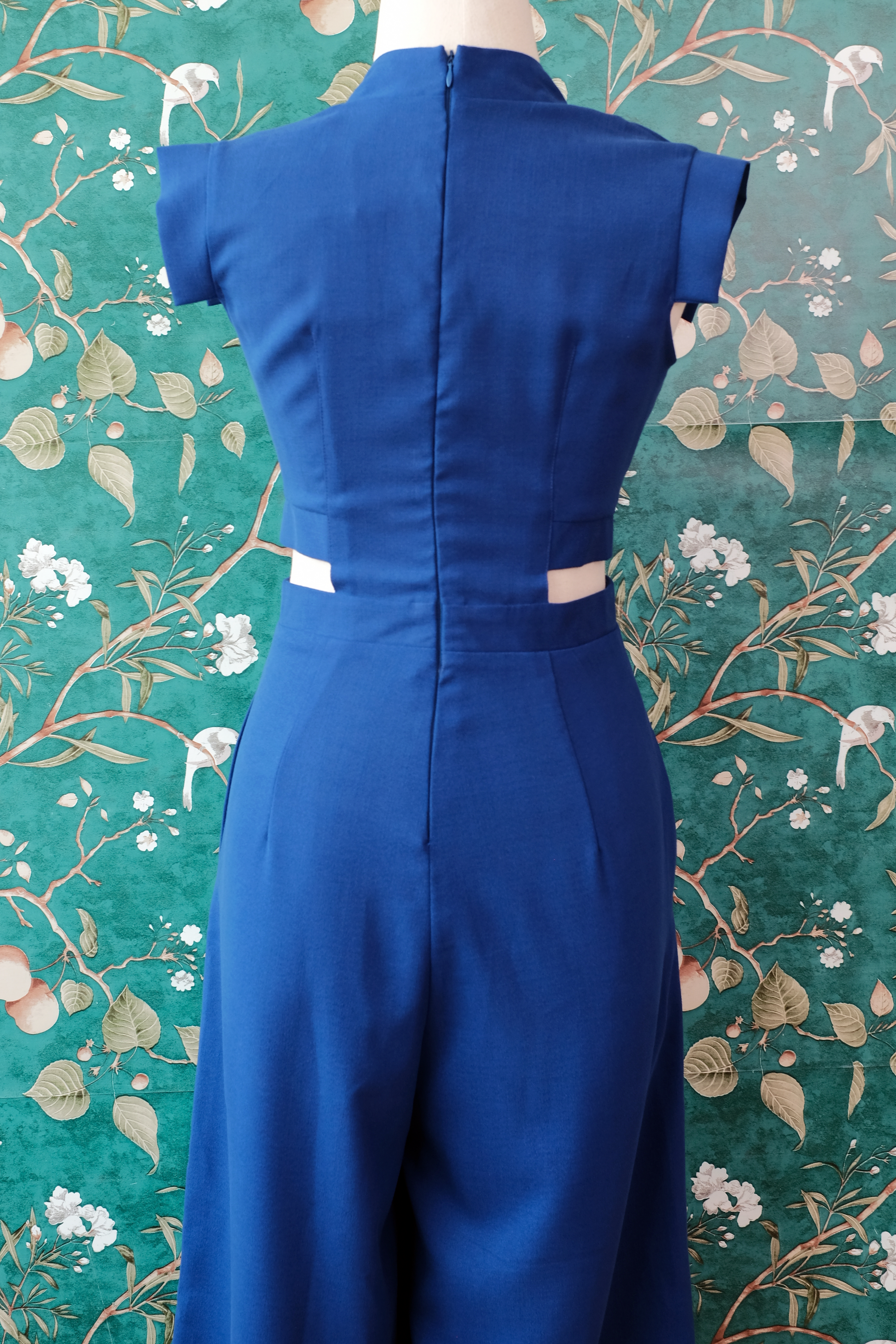 Athena Cut-Out Midi Jumpsuit - Black / Cobalt (Pre-order)