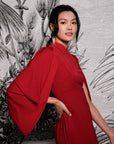 Aori Midi Cheongsam - Red / Emerald ( Pre-order )