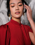 Aori Midi Cheongsam - Red / Emerald ( Pre-order )