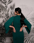 Aori Midi Cheongsam - Red / Emerald ( Pre-order )
