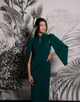 Aori Midi Cheongsam - Red / Emerald ( Pre-order )
