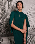 Aori Midi Cheongsam - Red / Emerald ( Pre-order )