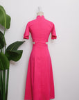 Signature Cut-Out Cheongsam with Sleeves - Fuchsia ( Pre-order )