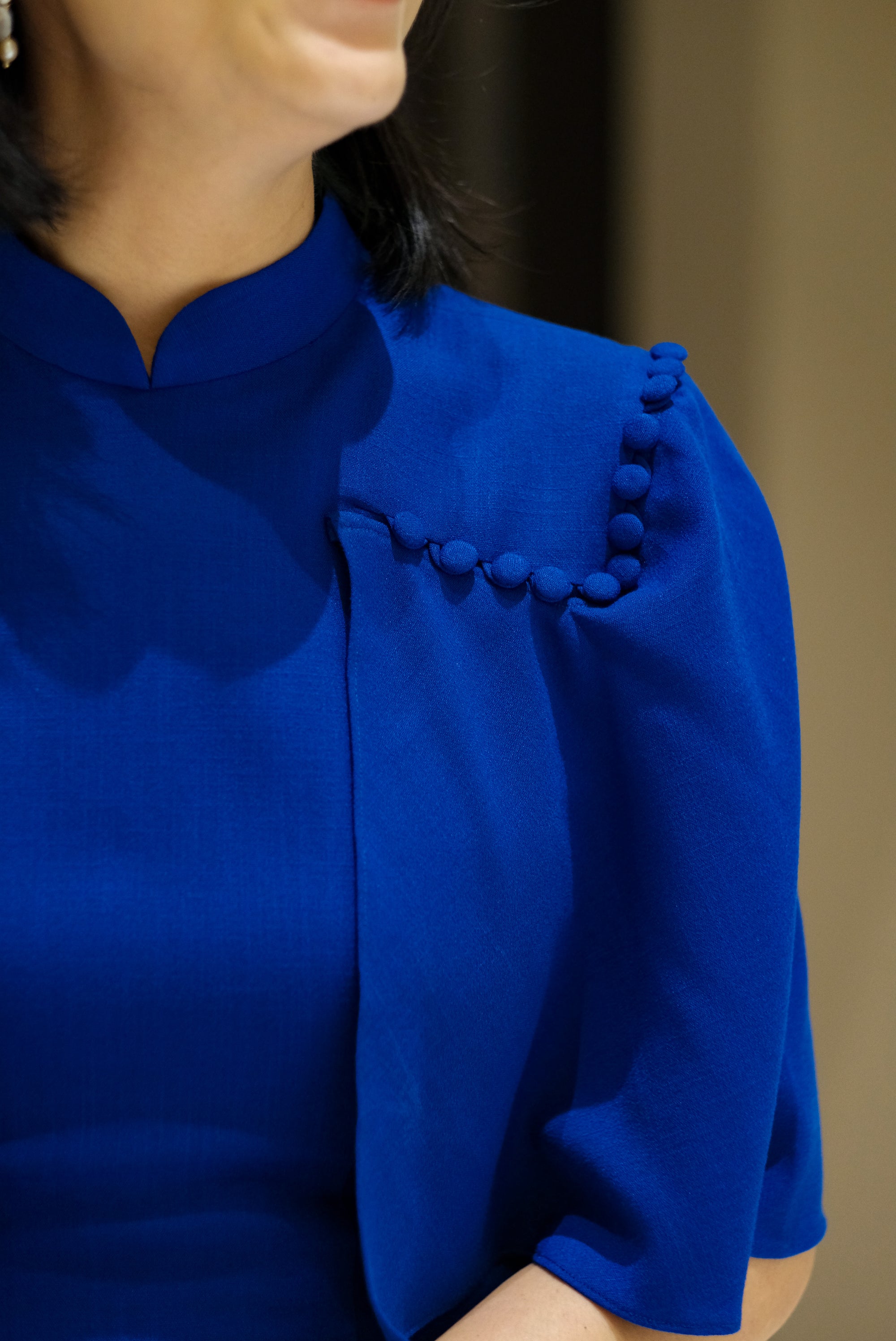 Liv Convertible Sleeves Cheongsam - Red / Blue