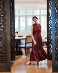 Sequoia Sequin Maxi Cheongsam - Teal / Red / Navy (Pre-Order)