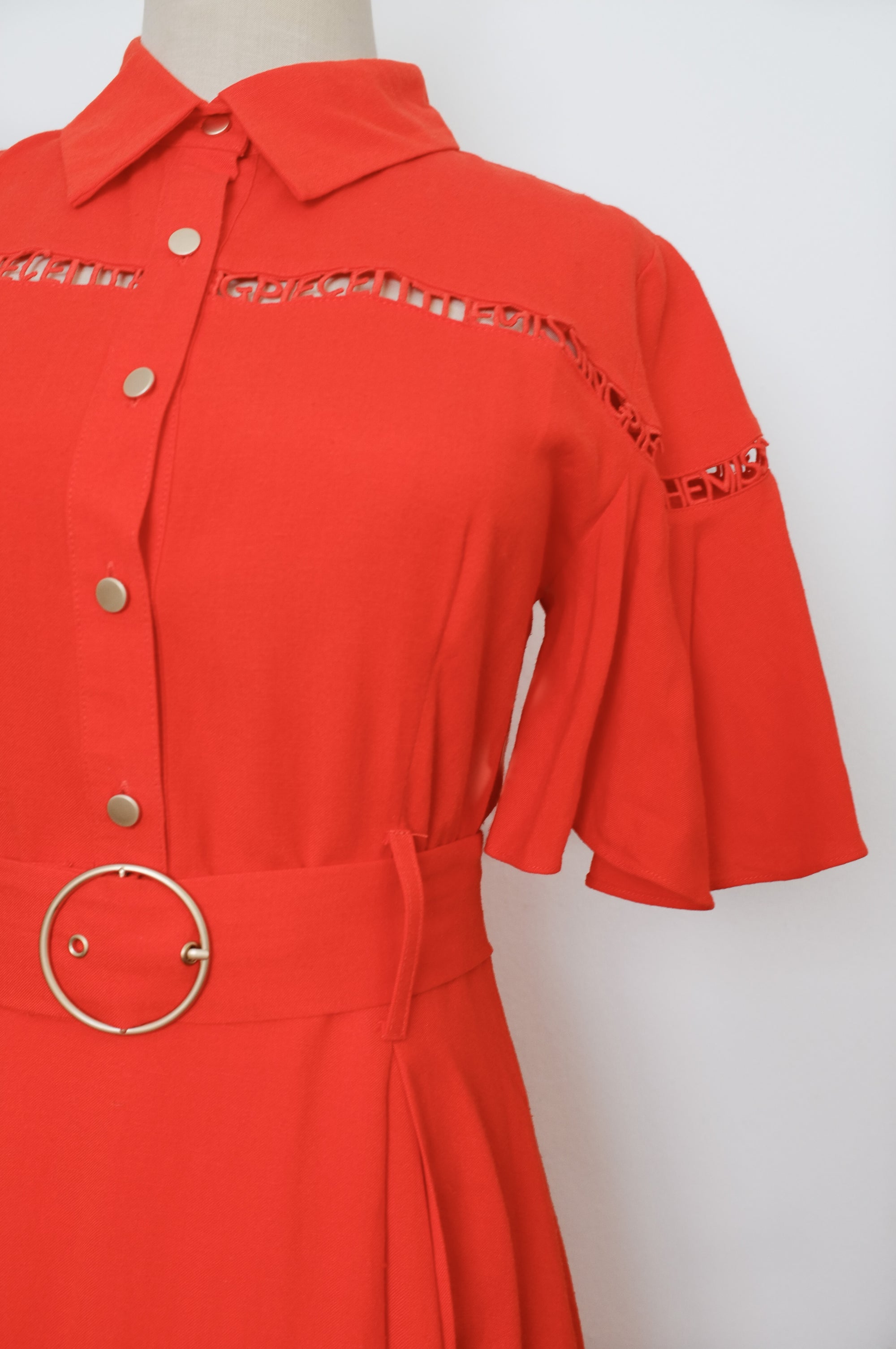 TMP x DOT Monogram Shirt Dress - Orange / Chambray