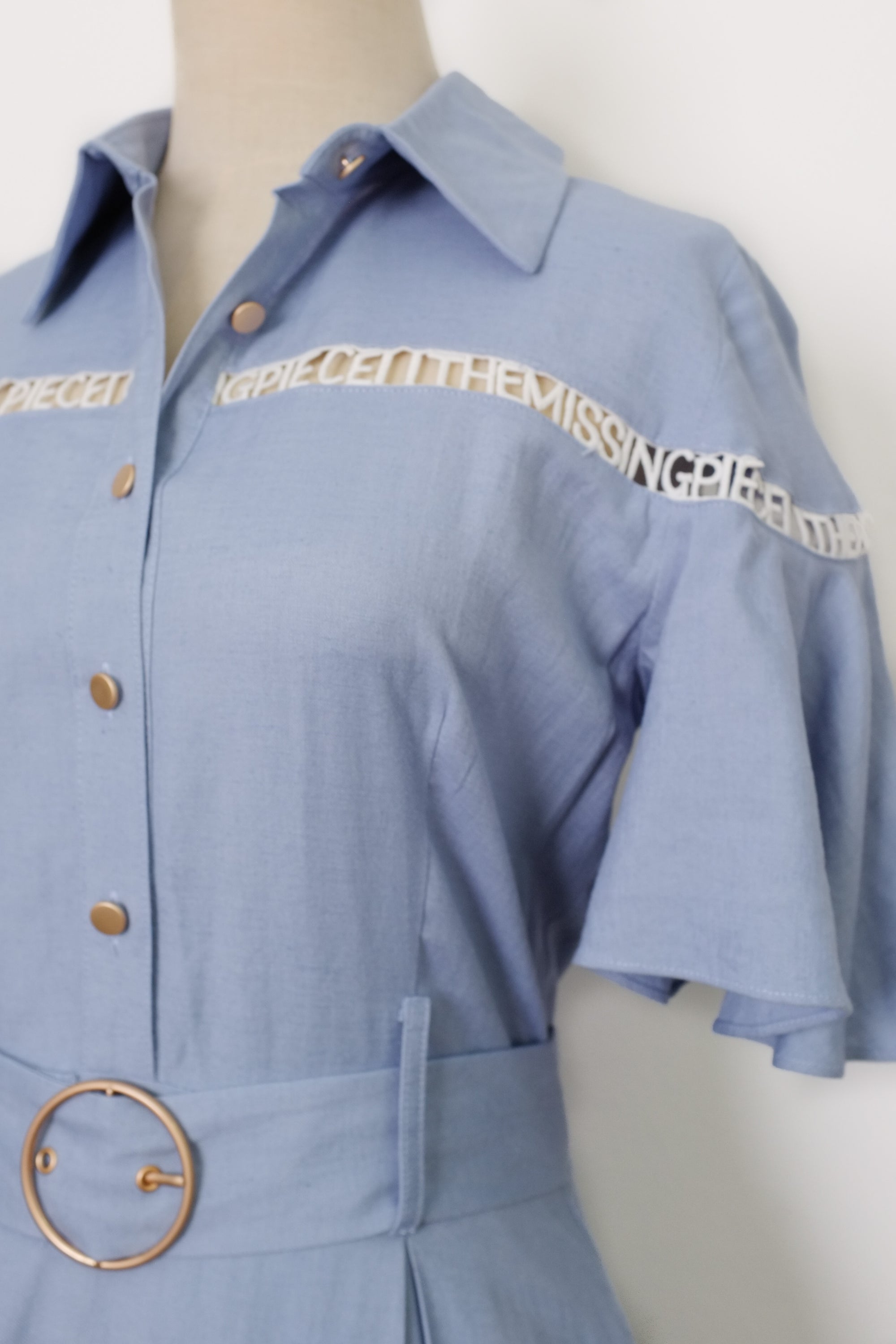 TMP x DOT Monogram Shirt Dress - Orange / Chambray