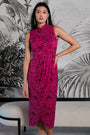 Signature Lace Cheongsam (Midi) - Fuchsia / Peach / Navy ( Pre-order )