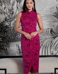 Signature Lace Cheongsam (Midi) - Fuchsia / Peach / Navy ( Pre-order )