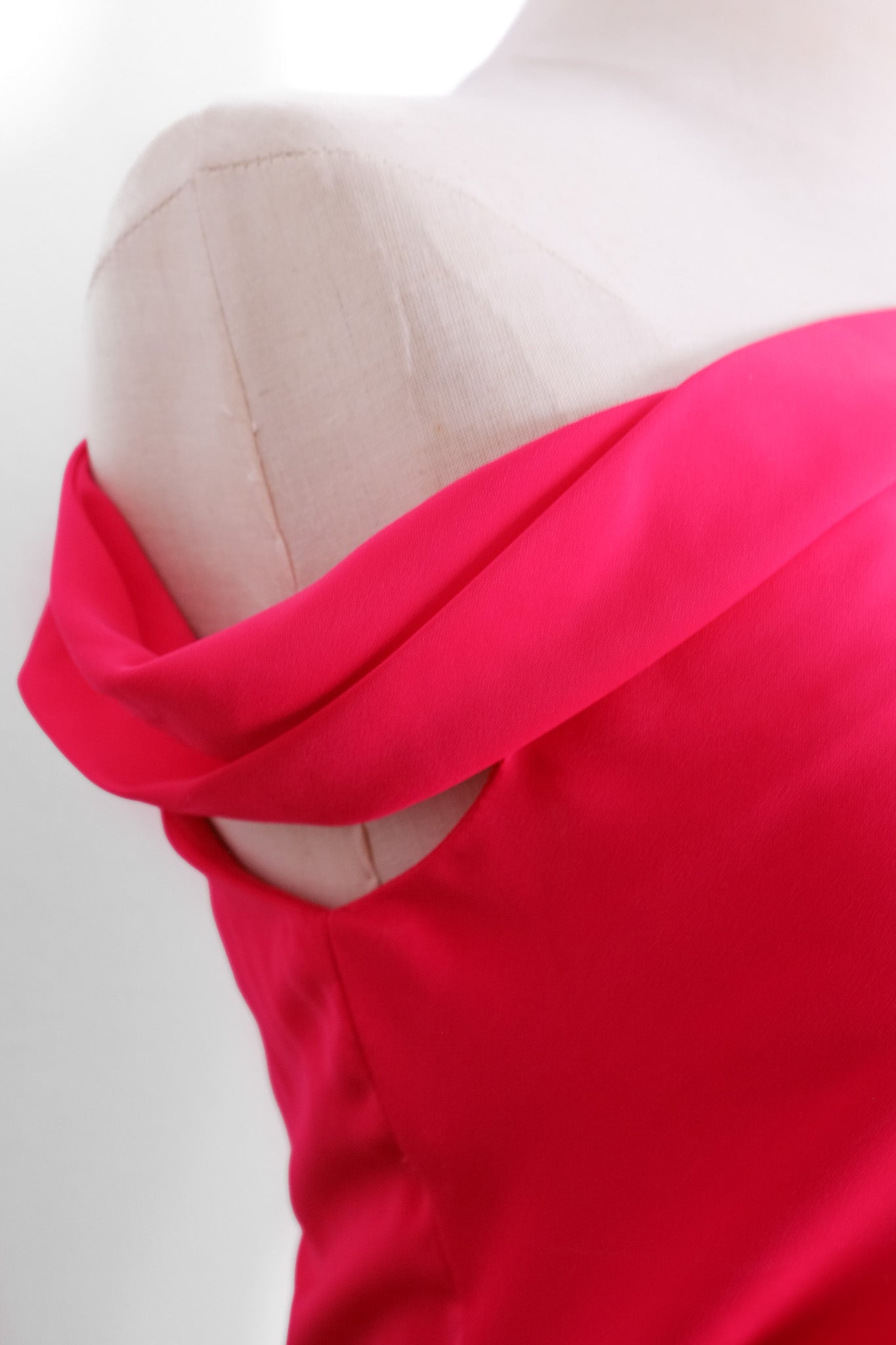 Asymmetrical Off-Shoulder Top -  Forest Green / Fuchsia / Black ( Pre-order )