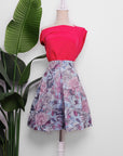 Asymmetrical Off-Shoulder Top -  Forest Green / Fuchsia / Black ( Pre-order )