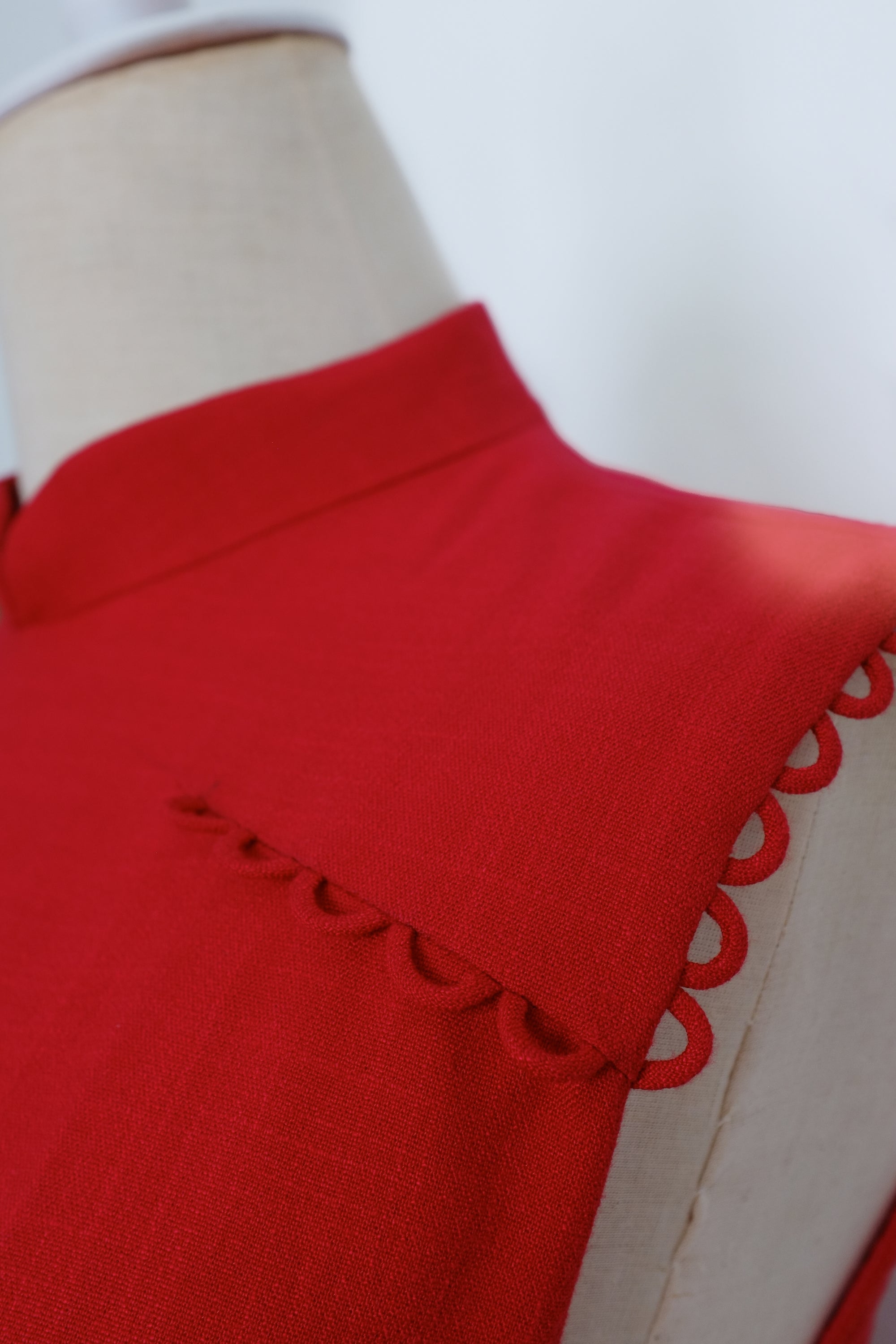 Liv Convertible Sleeves Cheongsam - Red / Blue