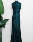 Sequoia Sequin Maxi Cheongsam - Teal / Red / Navy (Pre-Order)
