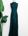 Sequoia Sequin Maxi Cheongsam - Teal / Red / Navy (Pre-Order)