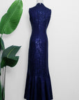 Sequoia Sequin Maxi Cheongsam - Teal / Red / Navy (Pre-Order)