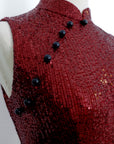Sequoia Sequin Maxi Cheongsam - Teal / Red / Navy (Pre-Order)