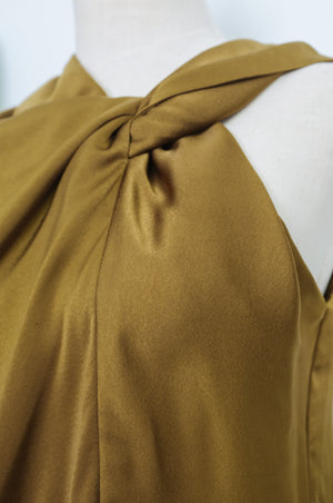 Silky Knot Top - Gold / White