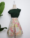 Asymmetrical Off-Shoulder Top -  Forest Green / Fuchsia / Black ( Pre-order )