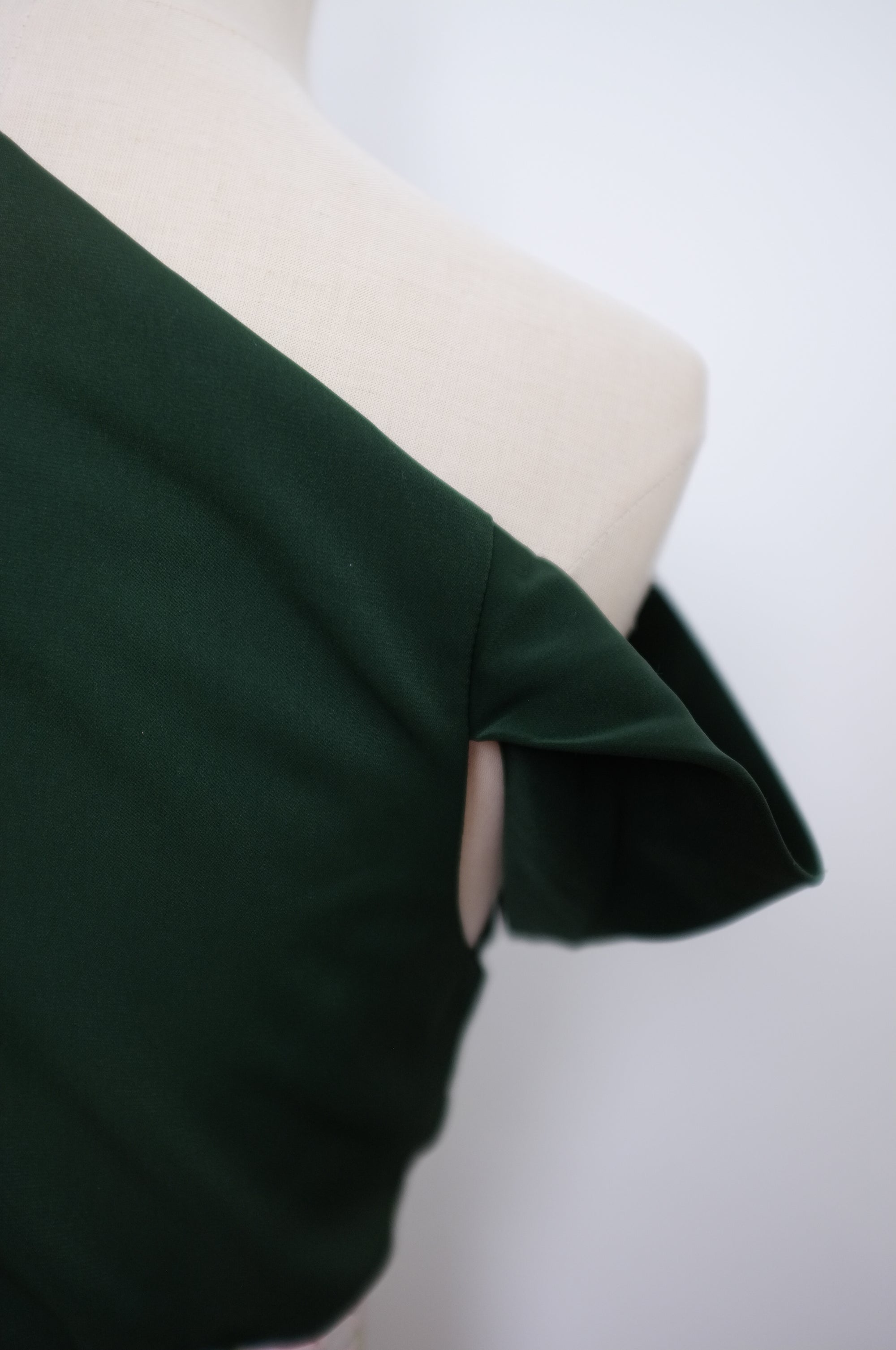 Asymmetrical Off-Shoulder Top -  Forest Green / Fuchsia / Black ( Pre-order )