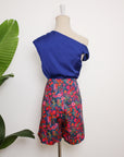 Asymmetrical Off-Shoulder Top -  Forest Green / Fuchsia / Black ( Pre-order )