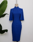 Liv Convertible Sleeves Cheongsam - Red / Blue