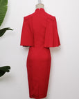 Liv Convertible Sleeves Cheongsam - Red / Blue