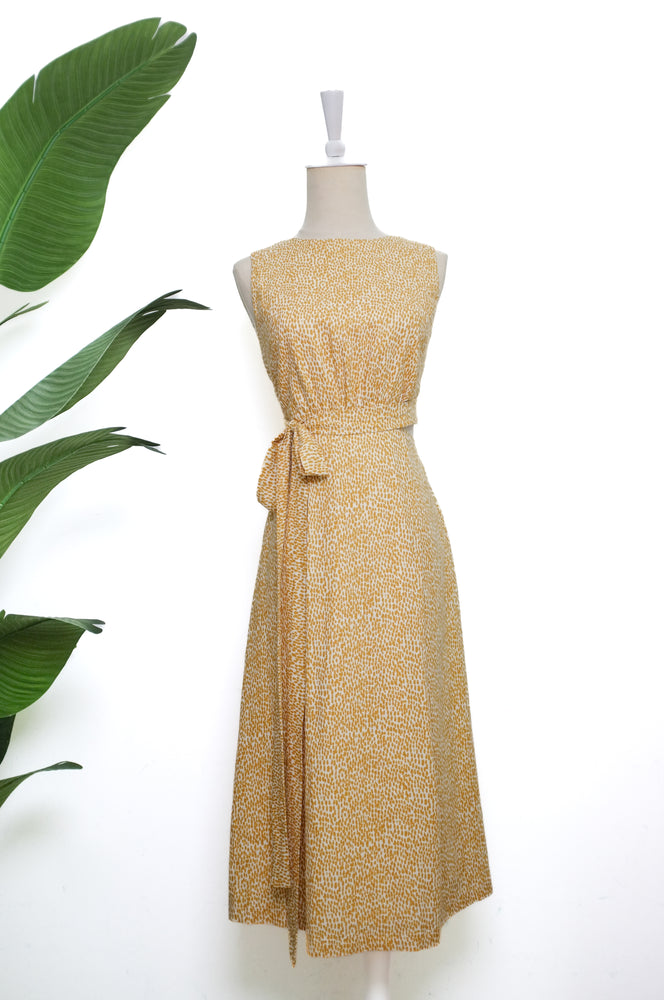
            
                Load image into Gallery viewer, Etta Wrap Midi Dress - Golden Drops
            
        