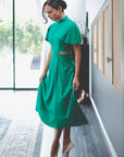 Signature Cut-Out Cheongsam with Sleeves - Emerald (Pre-order)