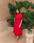 Astrid Convertible Midi Cheongsam - Red / Blue