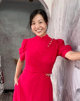 Astrid Convertible Midi Cheongsam - Red / Blue