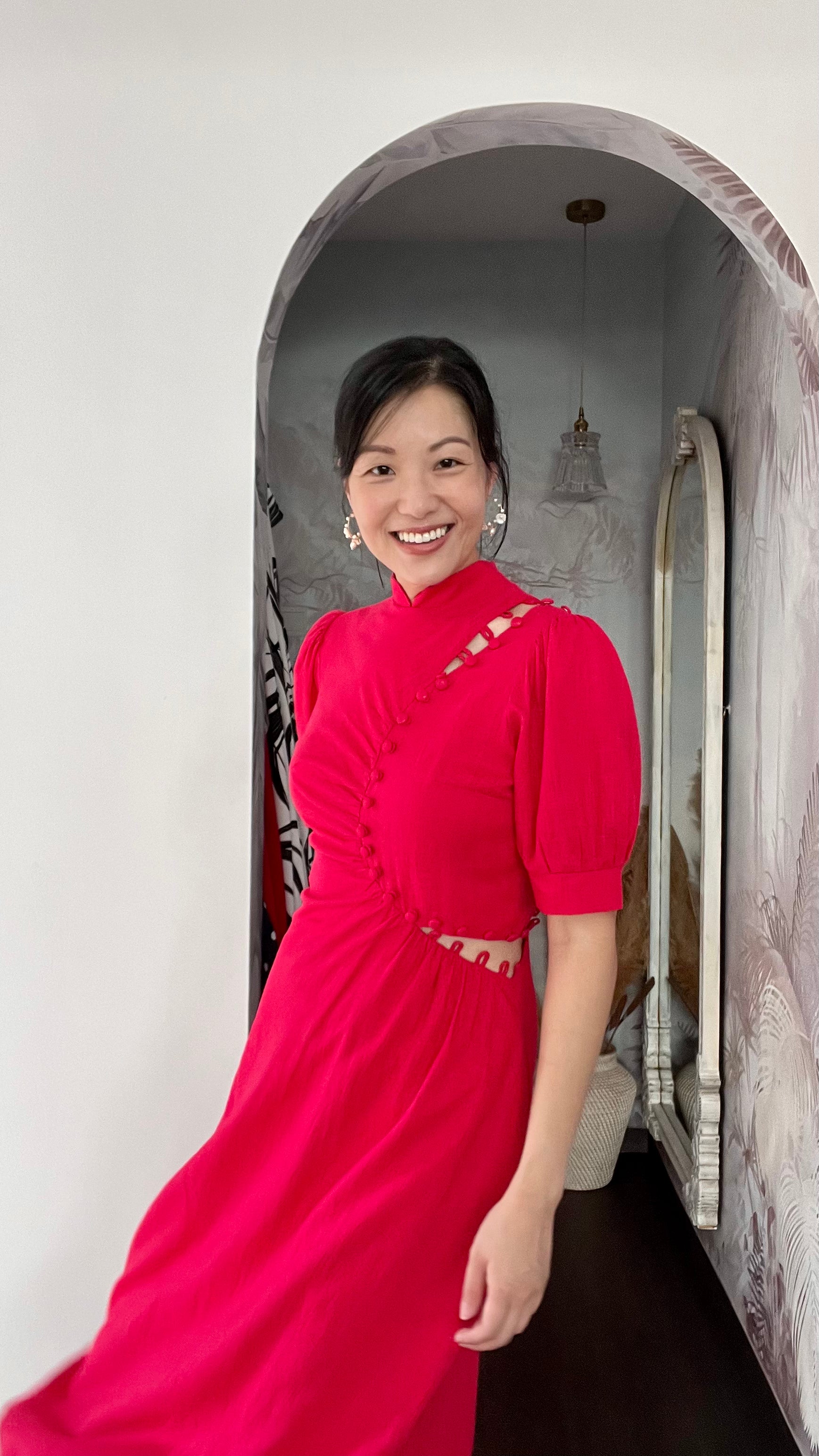 Astrid Convertible Midi Cheongsam - Red / Blue