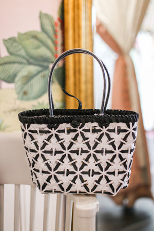 
            
                Load image into Gallery viewer, Lace Woven Basket - Black / White
            
        